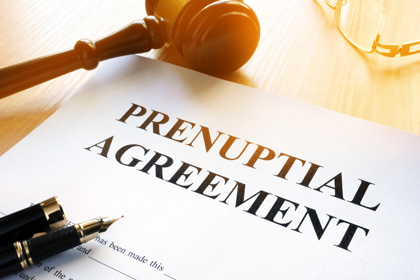 Prenuptial Agreement on a table.